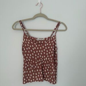 A&F Brown White Polka Dot Babydoll Camisole Top Small Coquette Y2K Boho Dainty